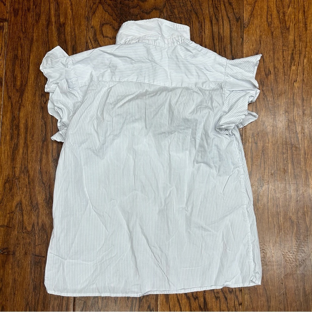 Frame cotton White Flutter Sleeve Button Down Shirt - Picture 2 of 4